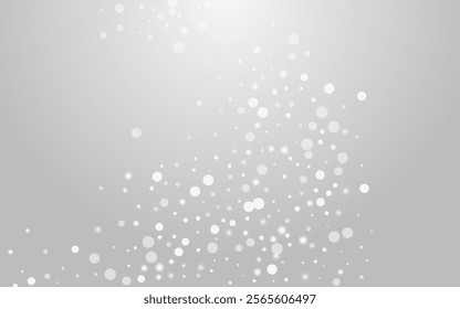 Overlay Stars Vector Grey Background. White Festive Flake Banner. Christmas Snowstorm Texture. Winter Snowflake Wallpaper.