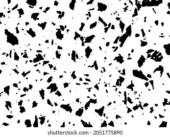 Textura superpuesta de puntos negros abstractos. Textura vectorial de manchas aleatorias. Fondo monocromo texturado con puntos dispersos. Textura áspera aislada sobre fondo blanco.