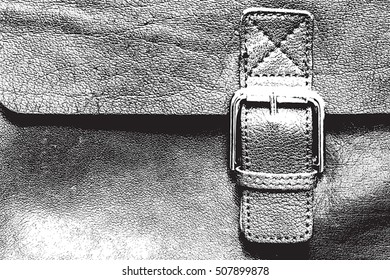 Overlay Texture Of Leather Briefcase with Buckle. Empty Grunge Background For Your Creative Design. EPS10 vector.