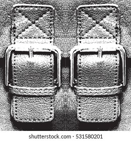 Overlay Texture Of Leather Briefcase with Buckle. Empty Grunge Background For Your Creative Design. EPS10 vector.