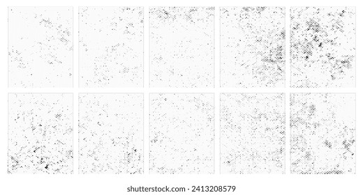 Overlay texture set. Different types of texture stamps (damaged, paint, old, concrete and other). Vector collection urban grunge overlay. Paint texture with spray effect and drop ink splashes. arts