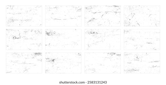 Overlay texture set. Dirty Grunge Textures Vector Set. Dirty grainy stamp and scratches and damage mark. Use purpose damaged, distress, paint, texture, old, concrete, urban, grunge, dirty, dust vector