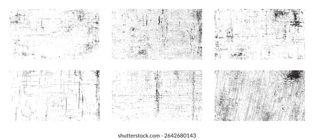 Overlay texture set. Dirty Grunge Textures Vector Set. Dirty grainy stamp and scratches and damage mark. Use purpose damaged, distress, paint, texture, old, concrete, urban, grunge, dirty, dust vector