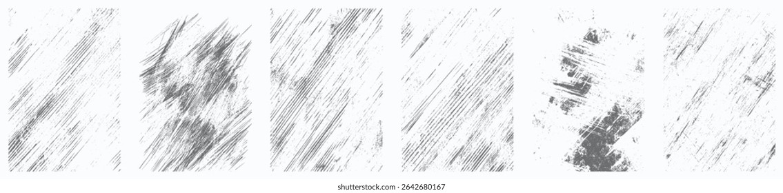 Overlay texture set. Dirty Grunge Textures Vector Set. Dirty grainy stamp and scratches and damage mark. Use purpose damaged, distress, paint, texture, old, concrete, urban, grunge, dirty, dust vector
