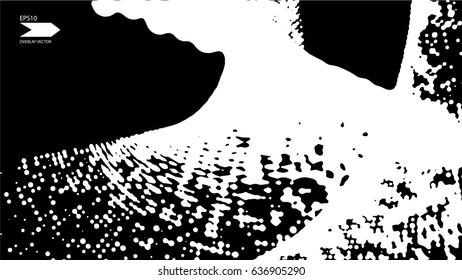 Overlay texture vector. Exploding particles, flying fragments in different directions, twisting white dots. Smashing glass. You can use different types of overlay and get great effects.