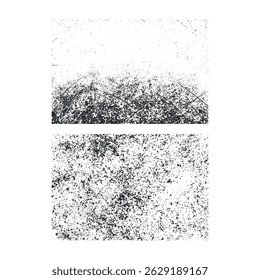 Les textures superposées marquent avec un effet grunge. Vieux dégâts Sale grain et rayures. Ensemble de différentes texture de grain noir déprimé. Textures d'Image vectorielle superposées de distension.