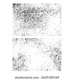 Les textures superposées marquent avec un effet grunge. Vieux dégâts Sale grain et rayures. Ensemble de différentes texture de grain noir déprimé. Textures d'Image vectorielle superposées de distension.