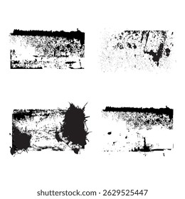 Les textures superposées marquent avec un effet grunge. Vieux dégâts Sale grain et rayures. Ensemble de différentes texture de grain noir déprimé. Textures d'Image vectorielle superposées de distension.