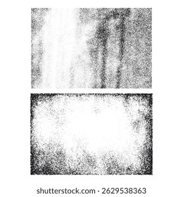 Les textures superposées marquent avec un effet grunge. Vieux dégâts Sale grain et rayures. Ensemble de différentes texture de grain noir déprimé. Textures d'Image vectorielle superposées de distension.