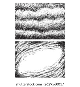 Les textures superposées marquent avec un effet grunge. Vieux dégâts Sale grain et rayures. Ensemble de différentes texture de grain noir déprimé. Textures d'Image vectorielle superposées de distension.