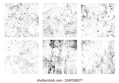 Overlay textures set. Vector grunge textures collection. Set of distressed black grain texture. Distress Overlay Textures. 