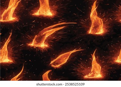 Overlay of a Vibrant orange and yellow flames dancing against a stark black background, creating a striking visual contrast.