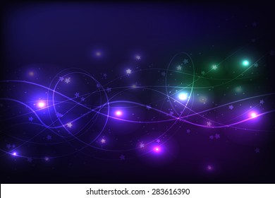 Overlay wavy lines forming an abstract pattern  With stars and space .