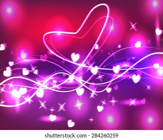 Overlay wavy lines similar to heart colorful  and abstract pattern With stars and space.
