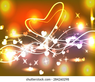 Overlay wavy lines similar to heart colorful  and abstract pattern With stars and space.