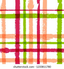 Overlaying lines chequered pattern seamless stripes backdrop. Ethnic striped fabric print textile design. Vector intersecting lines lattice pattern. Modern sharp crossed stripes graphics.