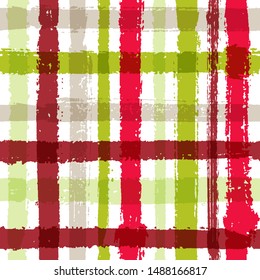 Overlaying lines chequered pattern seamless stripes wallpaper. Hipster striped fabric print textile design. Vector intersecting lines kilt pattern. Ink texture simple crossed stripes grid.