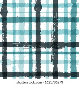 Overlaying lines chequered pattern seamless stripes background. Vivid striped fabric print textile design. Vector intersecting lines kilt pattern. Decorative cool crossed stripes grid.