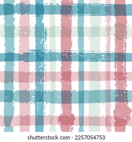 Overlaying lines chequered pattern seamless stripes wallpaper. Grunge striped fabric print textile design. Vector intersecting lines plaid pattern. Paint texture rustic crossed stripes graphics.