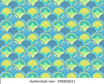 Overlaying round elements geometric seamless pattern. Vintage flat ornament. Asian motif. Circles geometry vector wallpaper. Ethnic decorative swatch design.