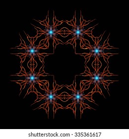 Overlaying wavy lines forming an abstract pattern on a dark background. With stars and space