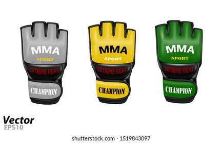 Overlays for fights without rules in a vector.MMA gloves in vector.Mixed martial arts gloves in vector.