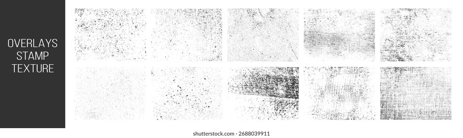 Overlays stamp texture with effect grunge, damaged and old. Different paint textures with splay effect and drop ink splashes