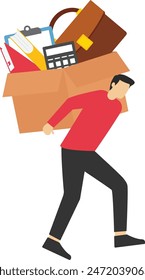 Overload or overworked office routine concept, tired businessman carrying heavy documents paperwork.

