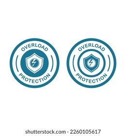 círculo de insignia del logotipo de protección contra sobrecargas. Adecuado para la etiqueta del producto