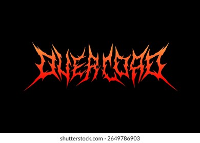 Vetor de tipografia de sobrecarga com gradiente de fogo e estética metalcore. ideal para logotipos de banda, música pesada, projetos extremos e arte streetwear