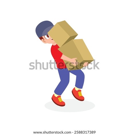 Overloaded Courier Trying to Balance Packages