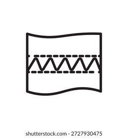 Ícone de ponto overlock simbolizando acabamento de vestuário profissional e serging de borda, representando costura overredge, durabilidade de vestuário hem, construção têxtil anti-fray, e padrões de costura de malha.