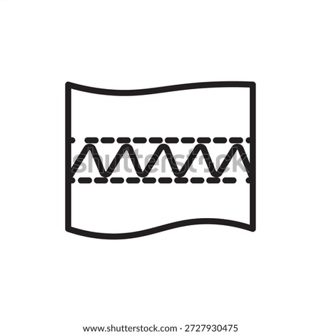 Overlock stitch icon symbolizing professional garment finishing and edge serging, representing overedge sewing, apparel hem durability, anti-fray textile construction, and knitwear seaming standards.