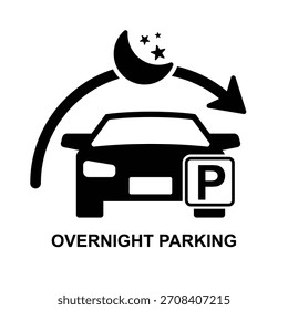 Übernachtungs-Parksymbol einzeln auf Vektorgrafik-Hintergrund.Nicht AI generieren