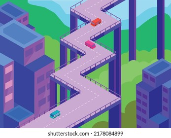 Overpass or bridge, in a city road to airport cityscape suburban or urban 