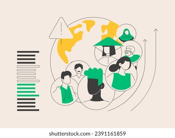 Overpopulation abstract concept vector illustration. World human overpopulation, resource overconsumption, densely populated area, urban population growth, inhabitant increase abstract metaphor.