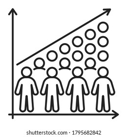 Overpopulation black line icon. Eco problems. Isolated vector element. Outline pictogram for web page, mobile app, promo