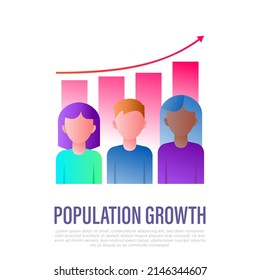 Overpopulation, graph of population growth gradient flat icon. Increasing poverty, problem overconsumption. Vector illustration.