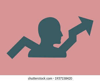 Overpopulation, overabundance illustration. Population growth graphic concept. Arrow with a human representation, going up. Vector.
