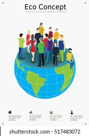 Overpopulation Problem Concept. Vector Illustration Of The Global Earth Problem.