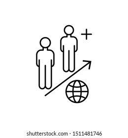 Overpopulation team growth icon. Element of overpopulation thin line icon