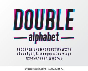 Overprint Colors alphabet design with uppercase, lowercase, numbers and symbols