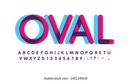 Overprint letters and numbers set. Glowing blue and purple spectrum effect style vector latin alphabet. Font for digital events, promotions, logos, banner, monogram and poster. Typography design. 