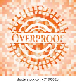 Overproof abstract orange mosaic emblem with background