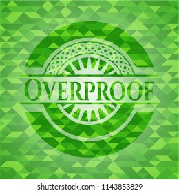 Overproof green emblem with mosaic background