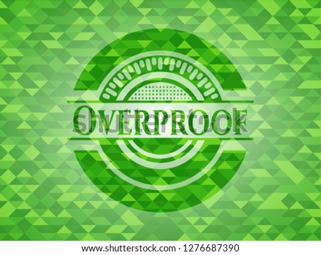 Overproof green emblem with triangle mosaic background