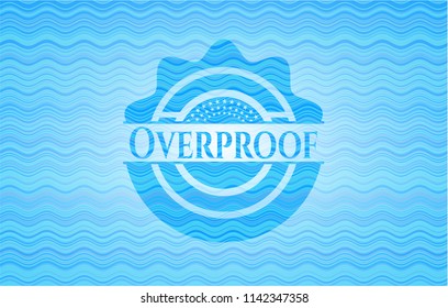 Overproof light blue water wave style emblem.