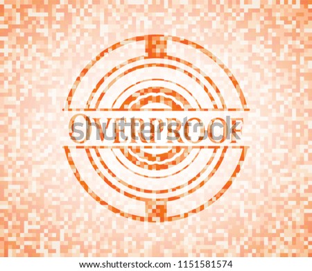 Overproof orange mosaic emblem with background