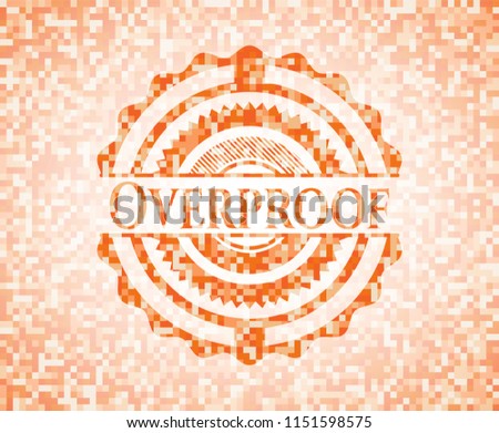 Overproof orange mosaic emblem with background