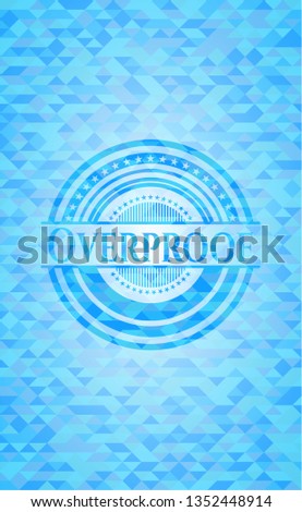 Overproof realistic sky blue mosaic emblem
